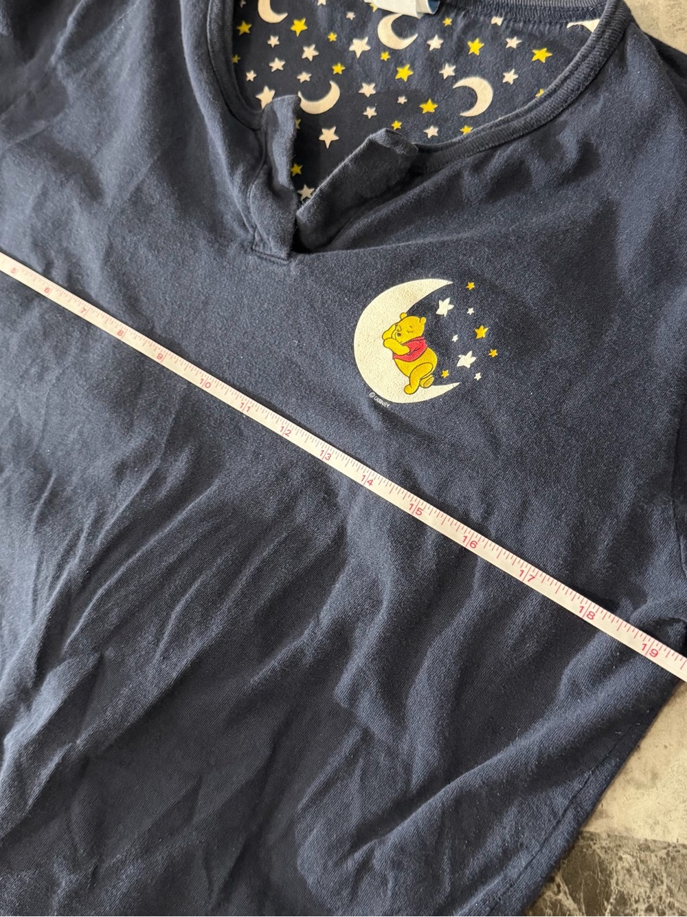Vintage Disney Winnie The Pooh Size L/XL Sleep Nightgown Stars & Moon Y2K Cozy - Picture 9 of 9